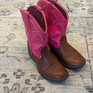Kids Pink and Brown Western Boots